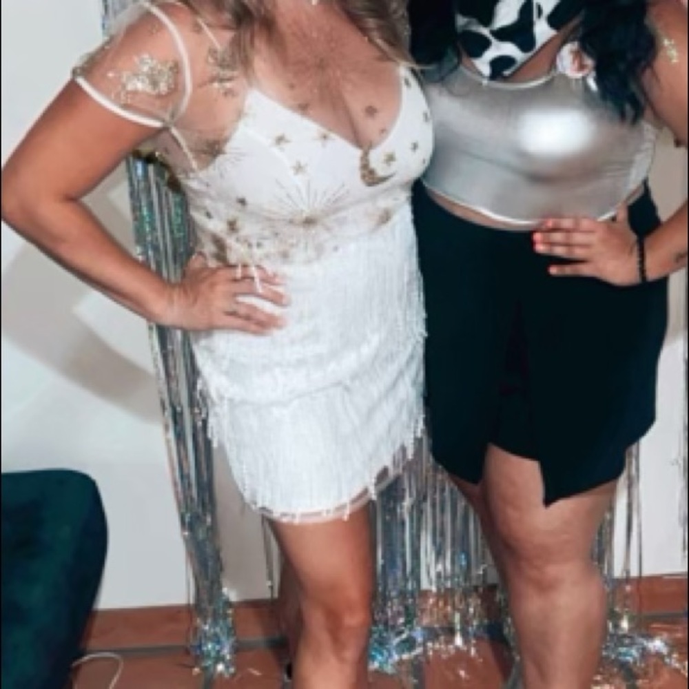 White fringe skirt